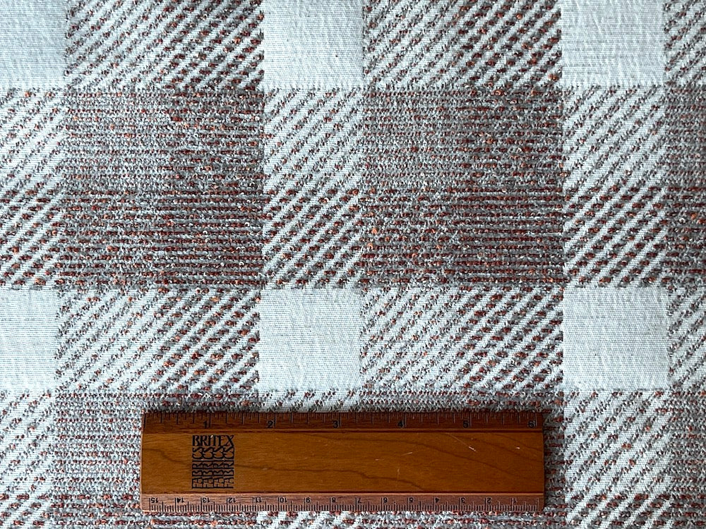 Handsome Paprika & Cream Checked Polyester Tweed