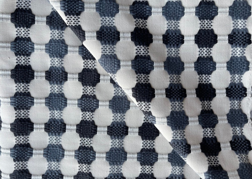 Textured Graphite & Black Octagon Checked Polyester