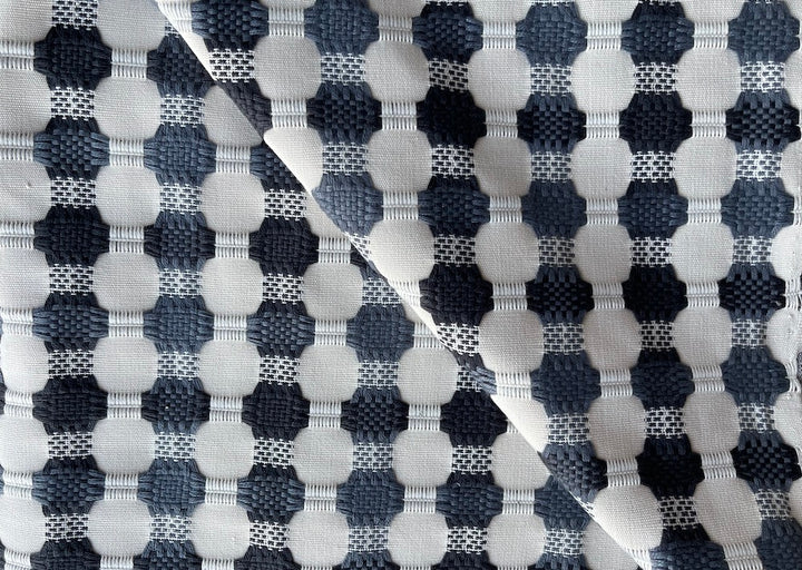 Textured Graphite & Black Octagon Checked Polyester