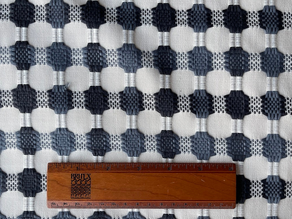Textured Graphite & Black Octagon Checked Polyester