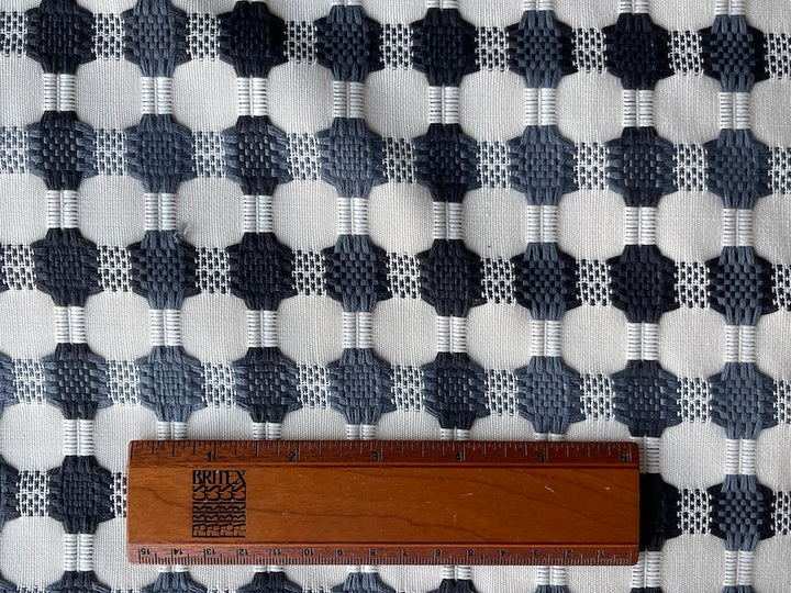 Textured Graphite & Black Octagon Checked Polyester