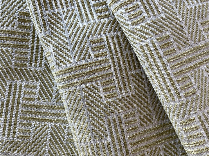 Modern Wheat & Ivory Columnar Basketweave Polyester Blend