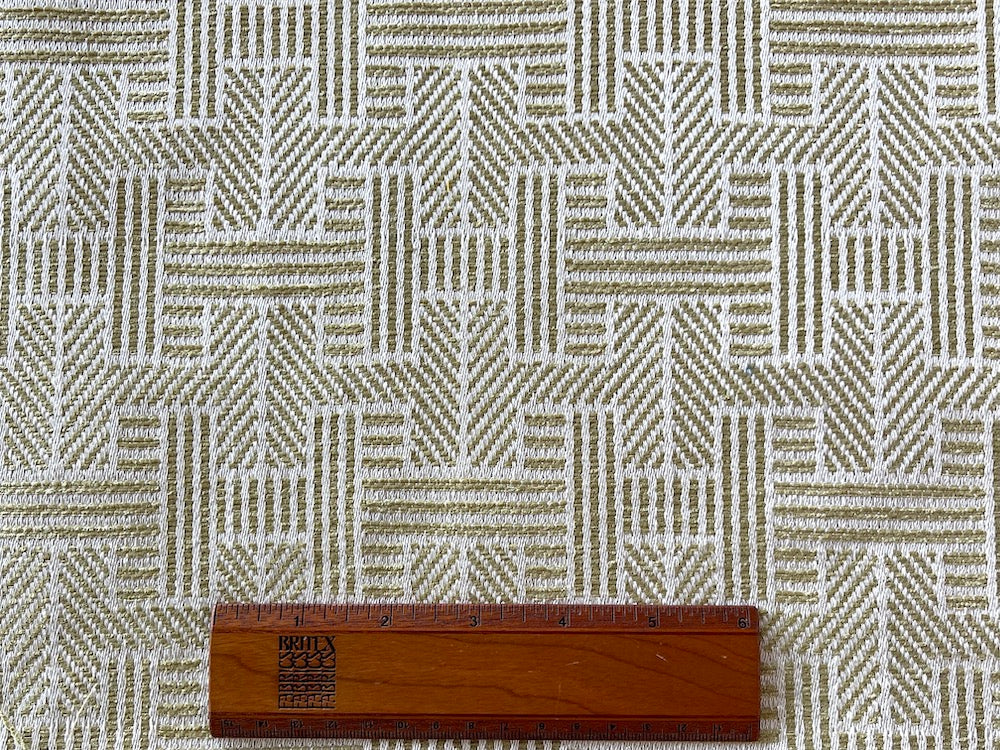 Modern Wheat & Ivory Columnar Basketweave Polyester Blend