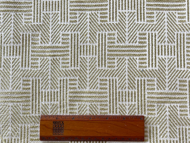Modern Wheat & Ivory Columnar Basketweave Polyester Blend