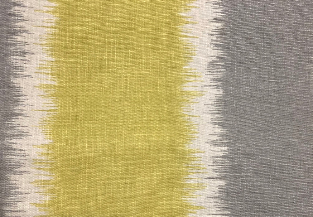 Graphic Chartreuse & Grey Mock Ikat Linen Blend