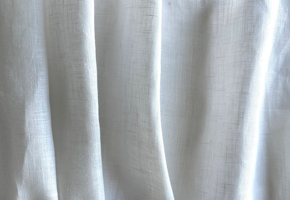 Luxury Couture Semi-Sheer Pale Parchment White Handkerchief Linen (Made in Italy)