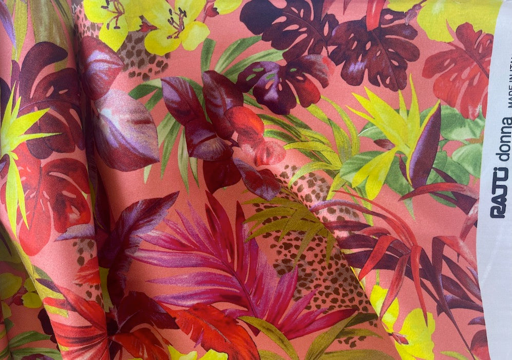 Ratti Monstera, Palms & Orchids Selvedged Matte Silk-Cotton Satin (Made in Italy)