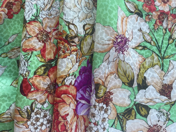 Ungaro Selvedged Late Spring Wild Roses & Tulips Matte Silk Jacquard Charmeuse (Made in Italy)