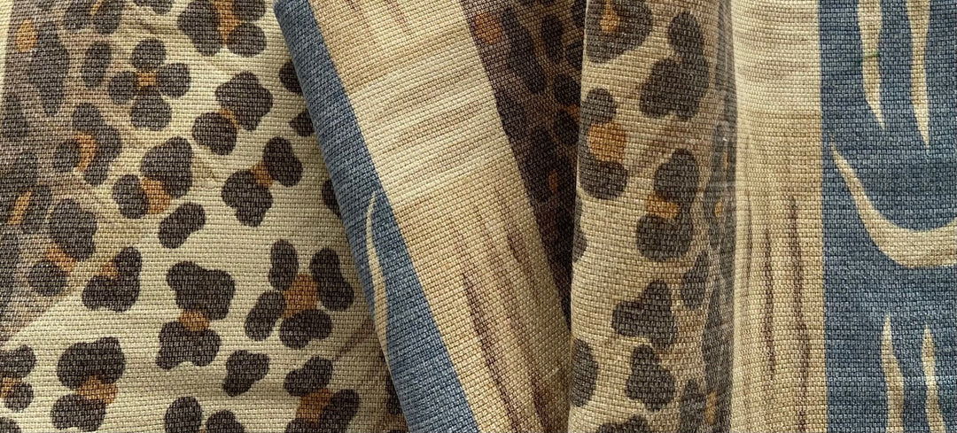 Couture Mid to Heavy-Weight Leopard & Denim Abstractions Linen (Made in Italy)