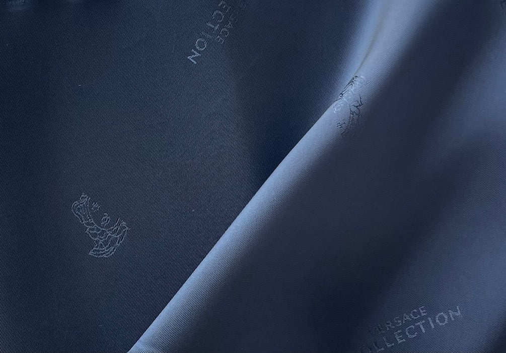 Versace Signature Passport Navy Blue Rayon Bemberg Twill Jacquard Lining (Made in Italy)