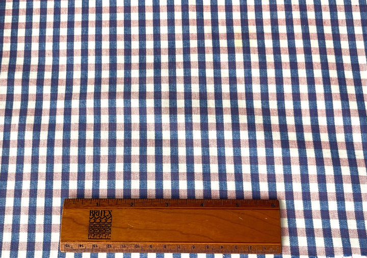 Pink, Blue & White 1/4" Yarn-Dyed Tablecloth Check Cotton (Made in USA)