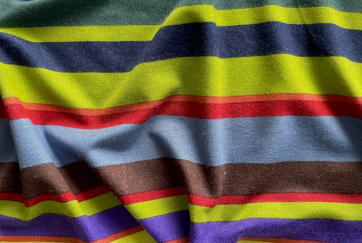 Festive Beachy Vibrant Stripes Cotton T-Shirt Knit (Made in Italy)