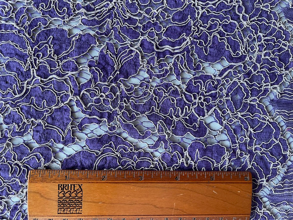 Lace fabric, Scalloped Violet-Purple & Lilac Alençon Lace Fabric
