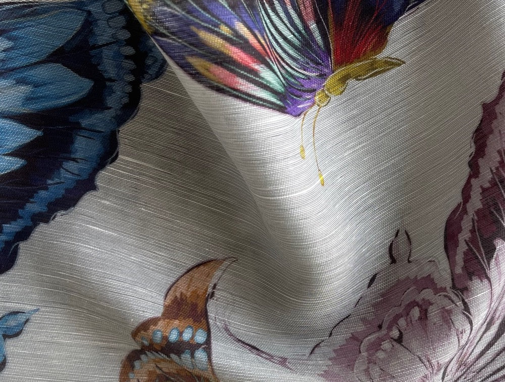 Bewitching Brilliant Fluttering Butterflies Silk & Cotton Blend (Made in Italy)