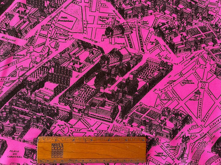 A Parisien Map for the Fâneuse Hot Punch Pink Silk Crepe De Chine (Made in Italy)