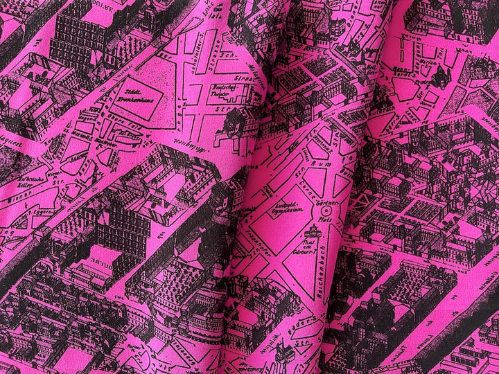 A Parisien Map for the Fâneuse Hot Punch Pink Silk Crepe De Chine (Made in Italy)