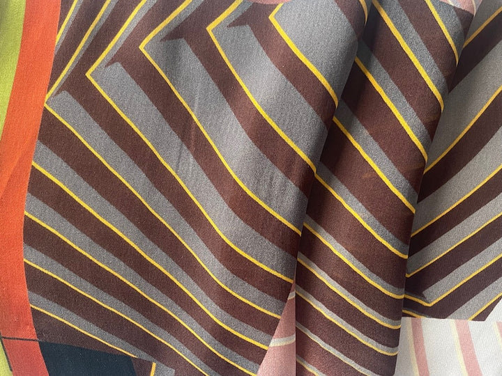 Coffee Botany-Inspired Geometric Silk Satin Georgette (Made in Italy)