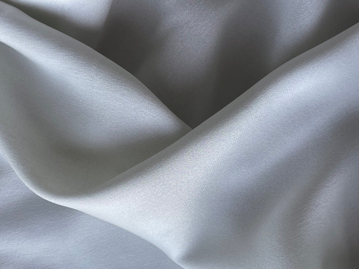 Silvery Platinum Washed Stretch Silk Satin Charmeuse