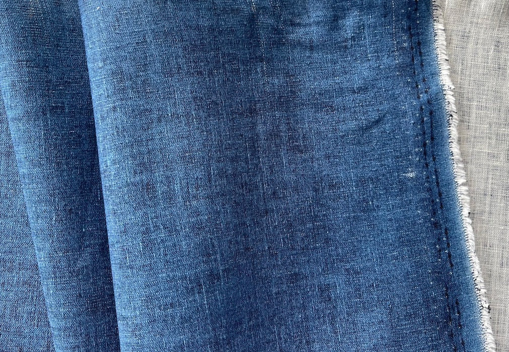 Linen Fabric, Loro Piana Heathered Inky Blueberry Slush DipDyed Linen