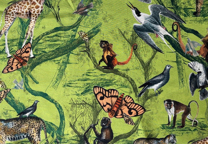 Couture Naturalistic Fluttering Moths, Birds & Curious Jungle Creatures Silk Crepe de Chine (Made in Italy)