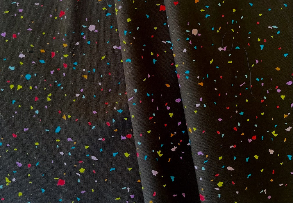 Celebrate Today! Bright Confetti on Black Quilting Cotton (Made in Japan)