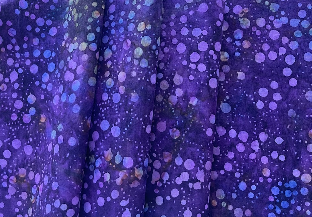Iris & Sand Ocean Bubbles on Violet Cotton Batik (Made in Indonesia)