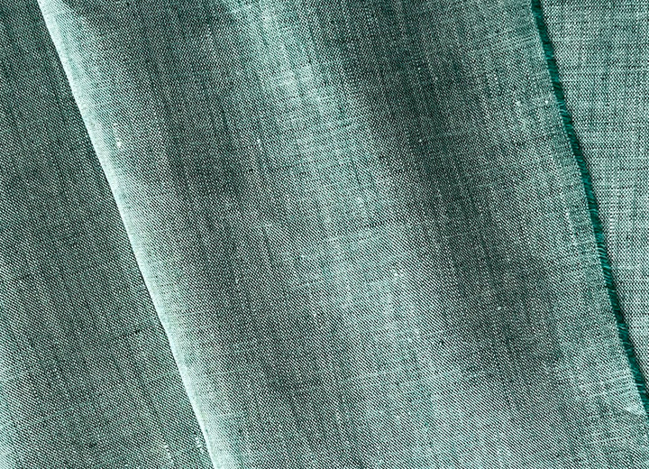 Mid-Weight Peacock Green & White Cross-Weave Linen (Made in Poland)