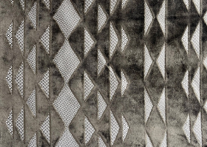 Art Deco Geometric Mushroom & Taupe Viscose Blend Jacquard-Velvet (Made in Belgium)