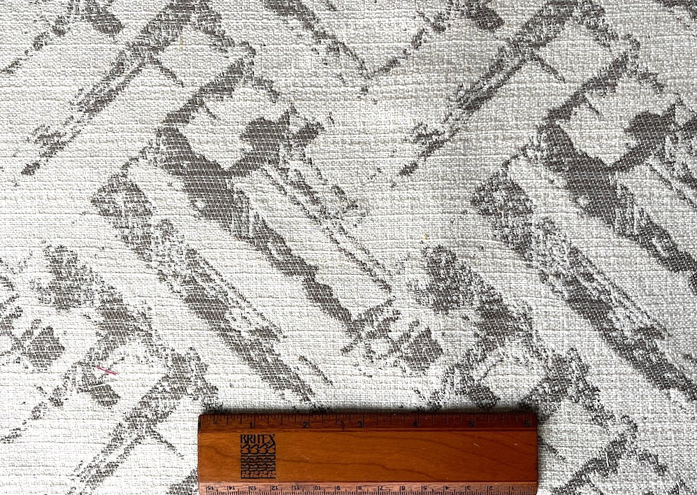 Neutral Bone & Mink Grey Modern Maze Cotton Blend (Made in Spain)