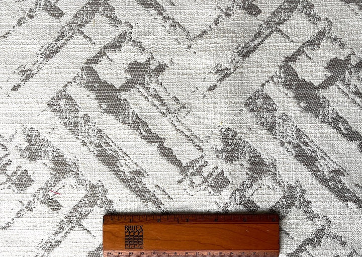 Neutral Bone & Mink Grey Modern Maze Cotton Blend (Made in Spain)