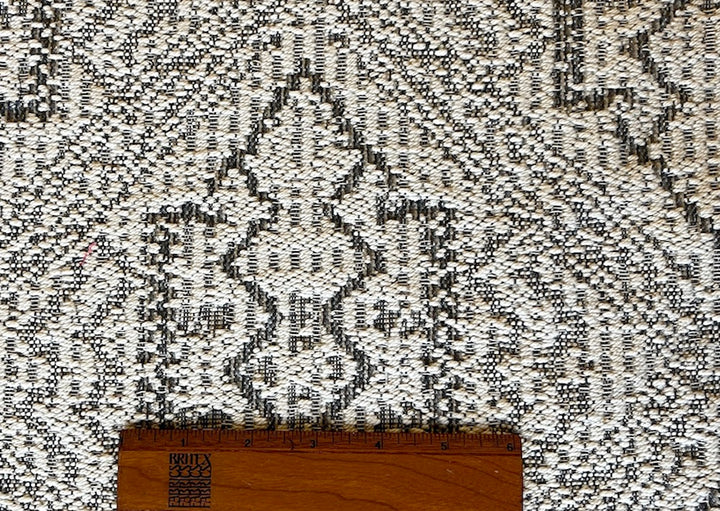 Chunky Geometric Medallion in Neutral Fossil Grey & Warm Ivory Rayon Blend (Made in USA)