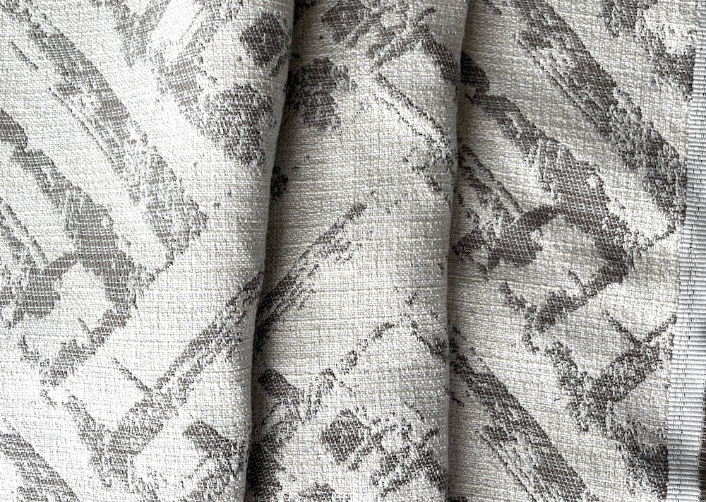 Neutral Bone & Mink Grey Modern Maze Cotton Blend (Made in Spain)