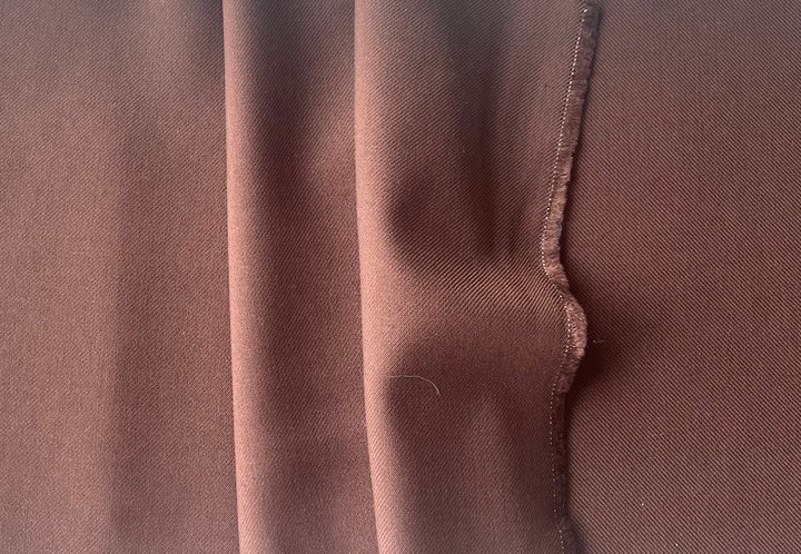 Mid to Heavy-Weight Warm Dutch Cocoa Stretch Wool Twill (Made in Italy)