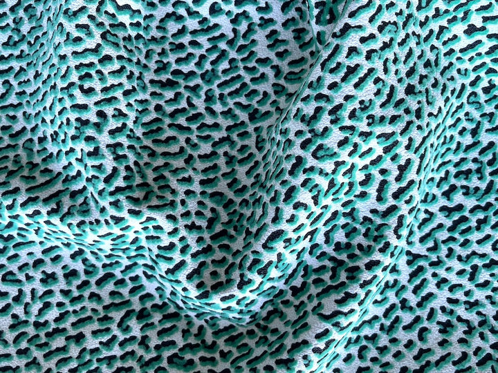 63" Panel -  Minted Sea Foam Green Mock Pointillist Viscose Crepe (Made in Italy)