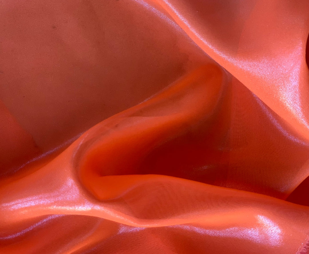 Fluorescent Orange Nylon & Acrylic Blend Lame (Made in Italy)