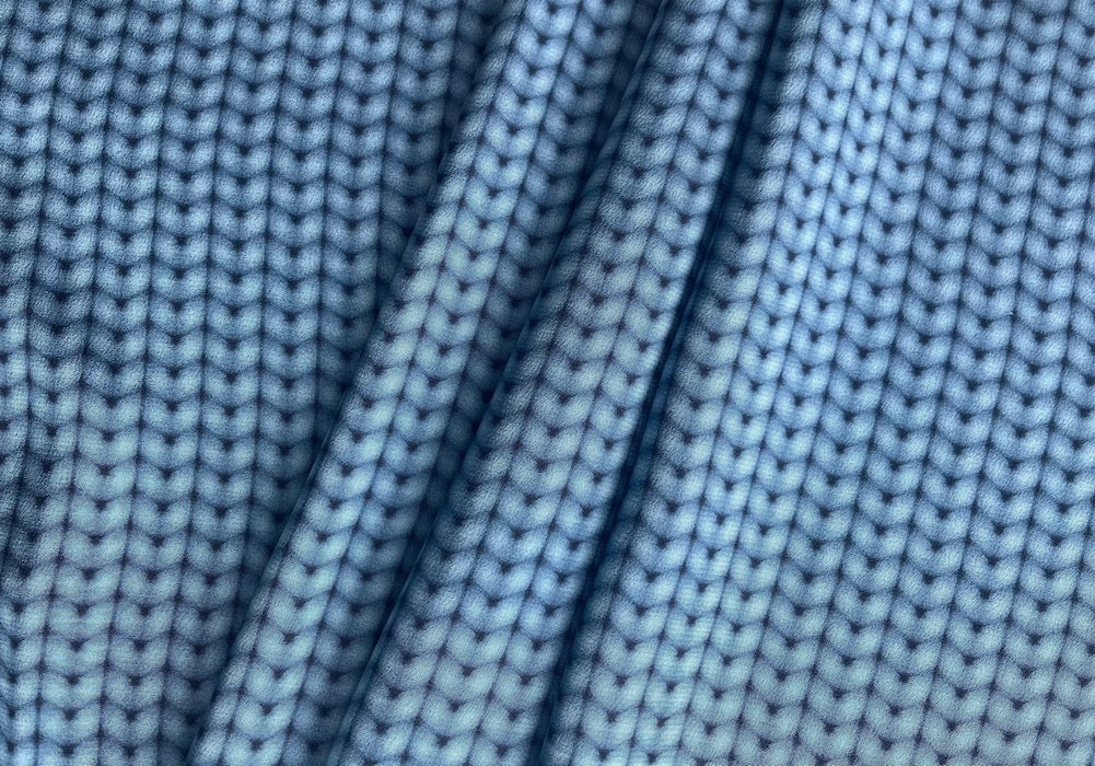 Couture Chevron Fog Cornflower Blue Silk Crepe De Chine (Made in Italy)
