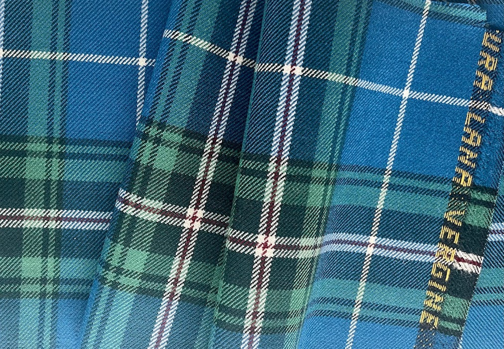 Ocean & Pine Virgin Wool Twill Tartan Plaid (Made in Italy)
