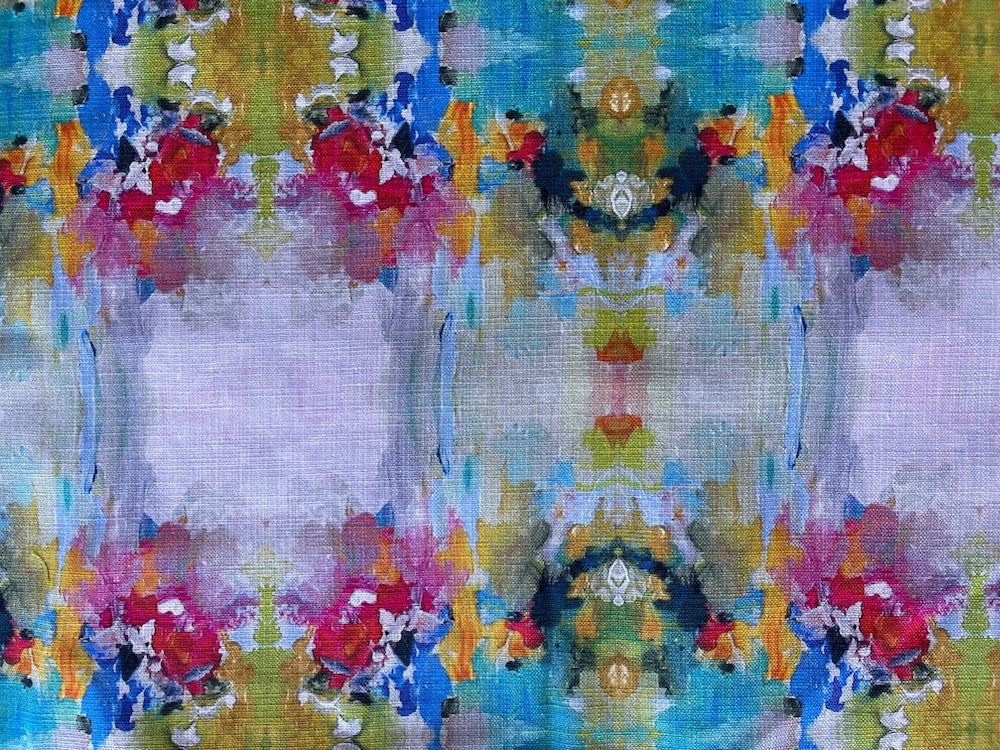 Impressionistic Monet-Inspired Watercolors Lavender Cotton Print (Made in India)