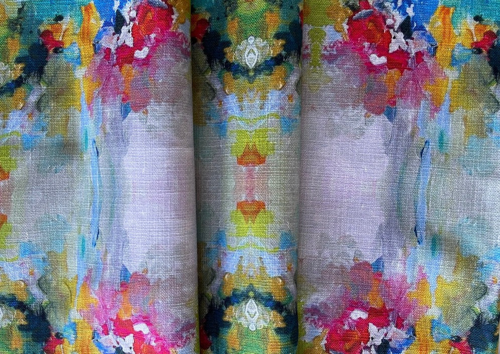 Impressionistic Monet-Inspired Watercolors Lavender Cotton Print (Made in India)