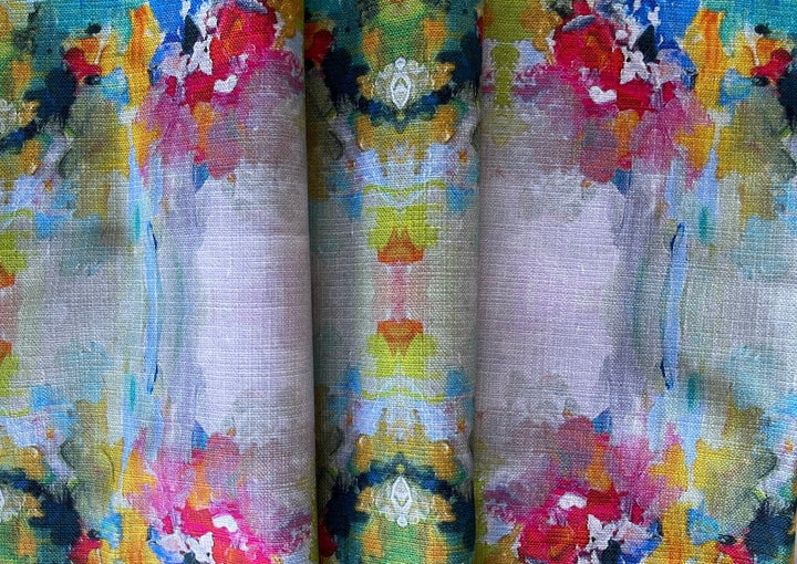 Impressionistic Monet-Inspired Watercolors Lavender Cotton Print (Made in India)