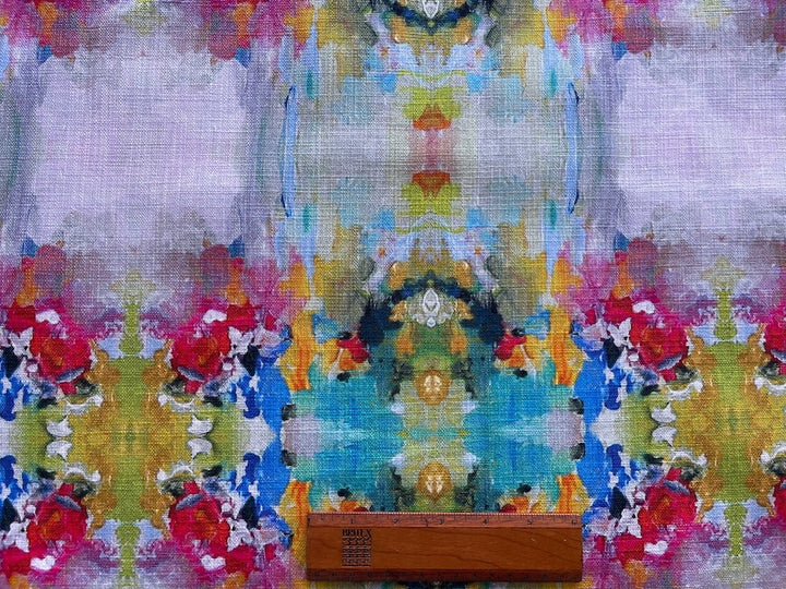 Impressionistic Monet-Inspired Watercolors Lavender Cotton Print (Made in India)