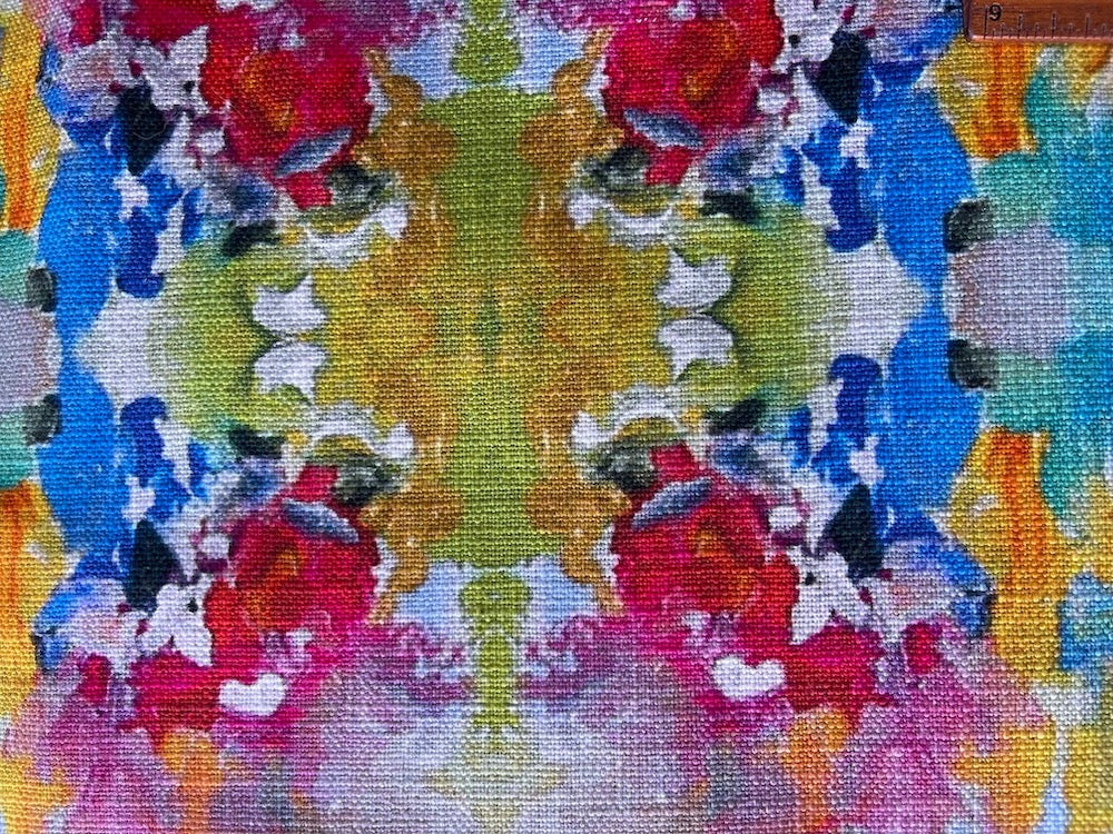 Impressionistic Monet-Inspired Watercolors Lavender Cotton Print (Made in India)