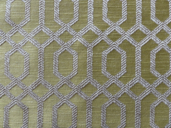 Pear & Natural Interlocking Geometric Linen Blend (Made in Turkey)