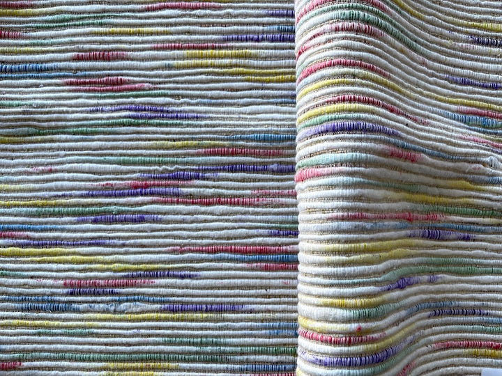 Emerald, Lemon, Raspberry, Iris & Sky Slubby Stripes Cotton & Viscose Tussah (Made in India)