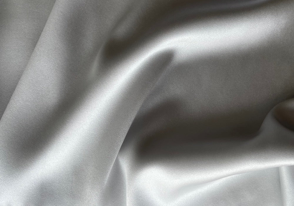 Pale Platinum Dove Grey Stretch Silk Satin Charmeuse (Made in Italy)