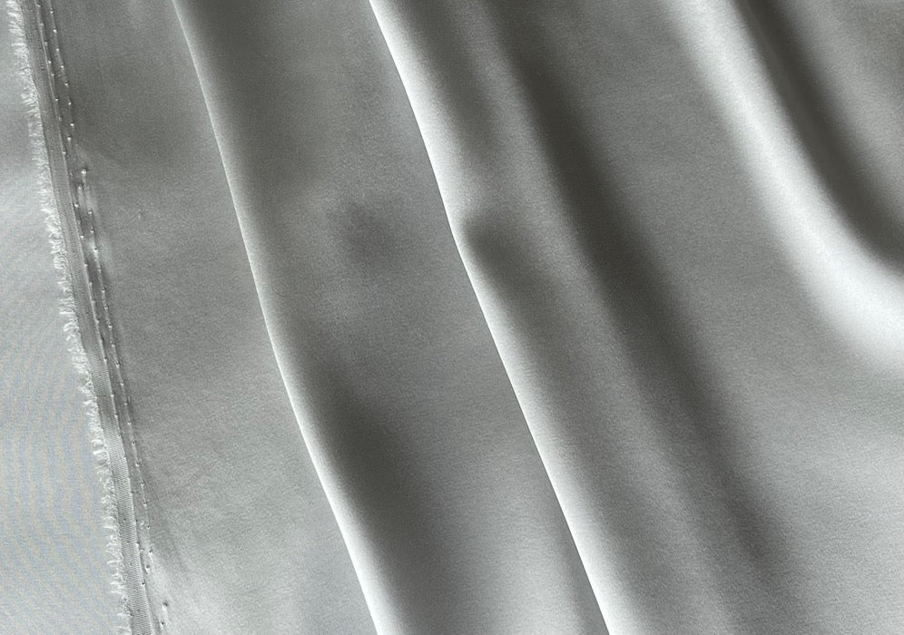 Pale Platinum Dove Grey Stretch Silk Satin Charmeuse (Made in Italy)