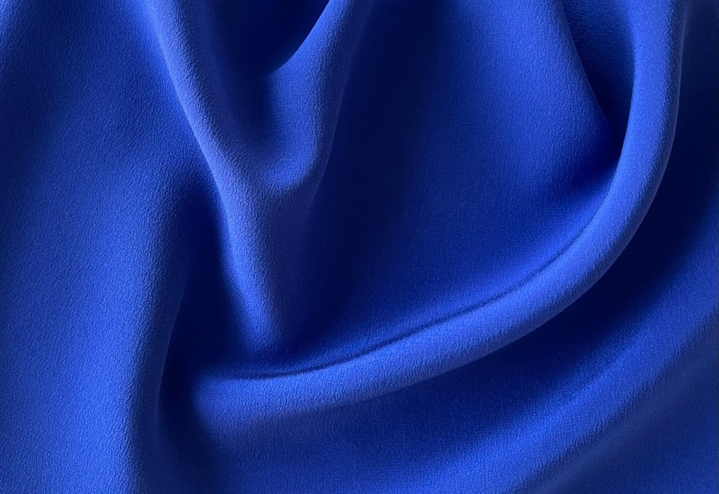 Sapphire Blue Silk Crepe de Chine (Made in Italy)