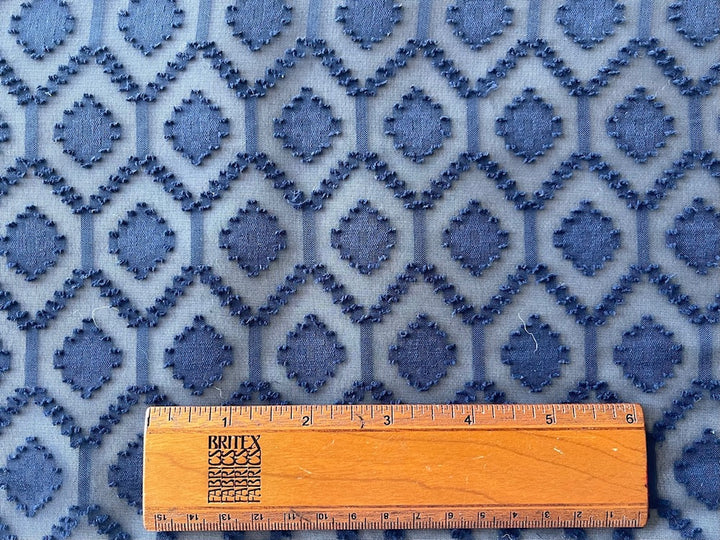Geometric Cornflower Hexagonal Honeycomb Clipped Polyester