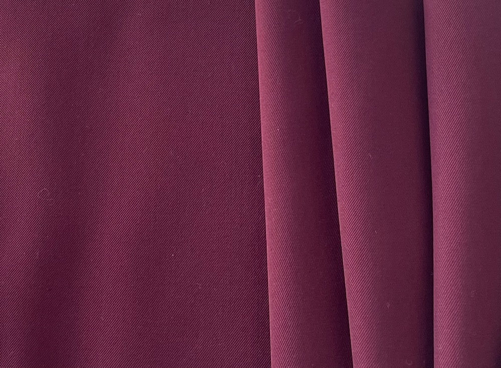 Burgundy Wine Wool & Polyester Blend Gabardine