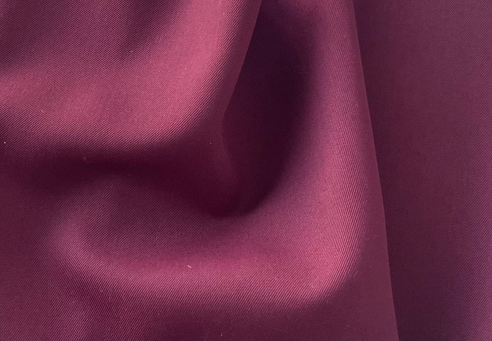 Burgundy Wine Wool & Polyester Blend Gabardine